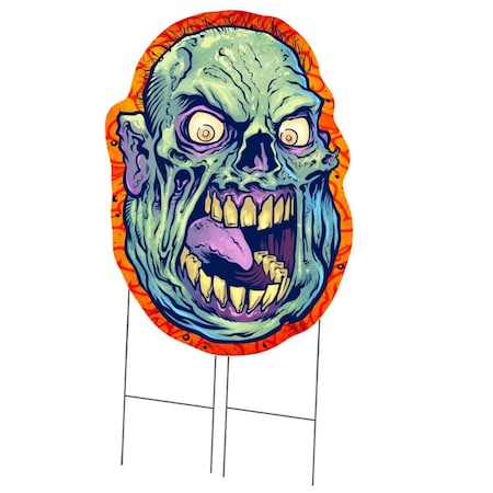 Amistad 36 in. Tall Double Sided Yard Sign with Stake - Zombie Monster AM3258945